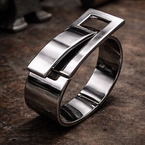 Industrial Gunmetal Statement Cuff Bracelet | Minimalist Heavy Metal Bangle